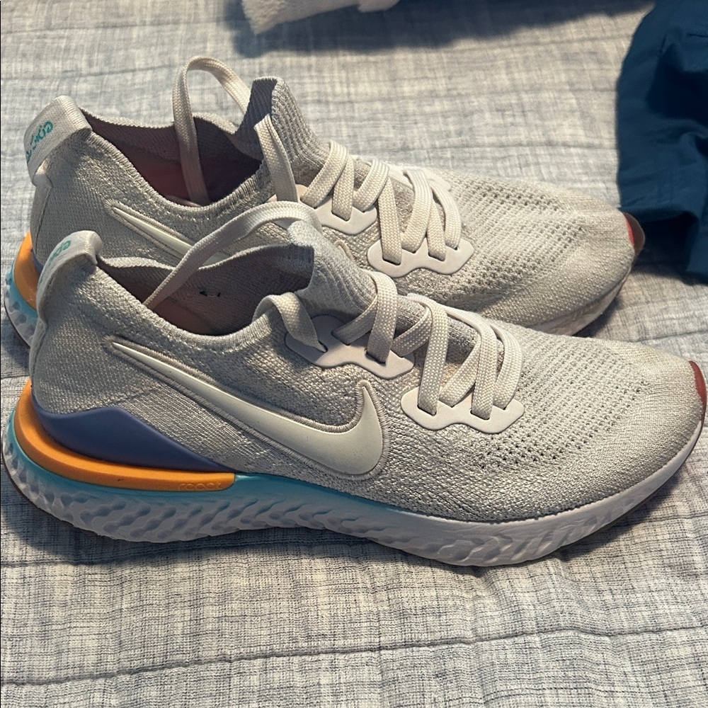 Nike Running Shoes - Cream Upper with Orange & Blue Accents